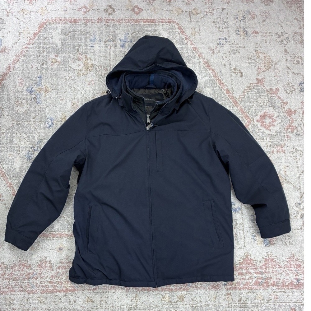Weatherproof Men's UltraTech Jacket Navy Blue 3XL Hooded Gorpcore Normcore Coat